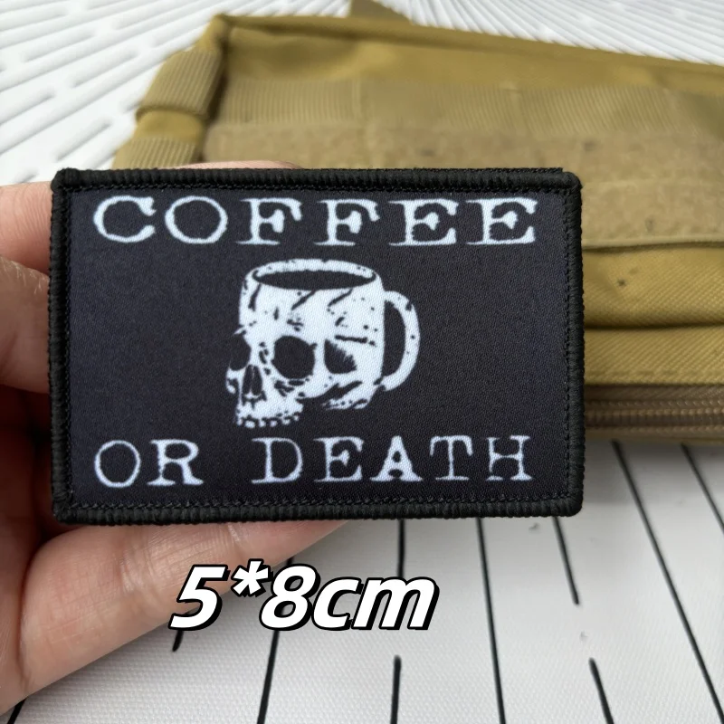 Parches tácticos con estampado de Calavera, Parche de velcro, insignia militar de la bandera de Estados Unidos, brazalete, pegatinas para mochila, café o moral de la muerte - imagen 3