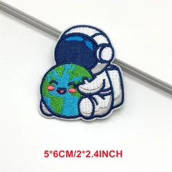 Parche bordado adhesivo cohete astronauta para ropa y outdoor