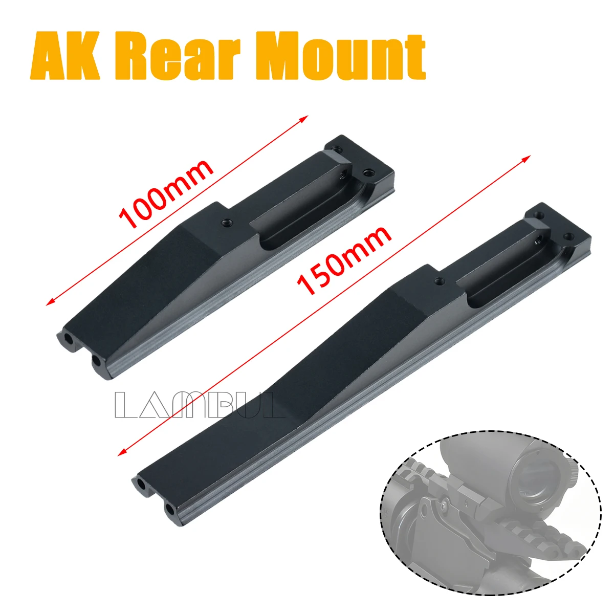 Accesorios de montaje trasero AK táctico 100/150mm caza 20mm AK soporte trasero para AK47 AK74 accesorios de extensión de montaje de punto rojo