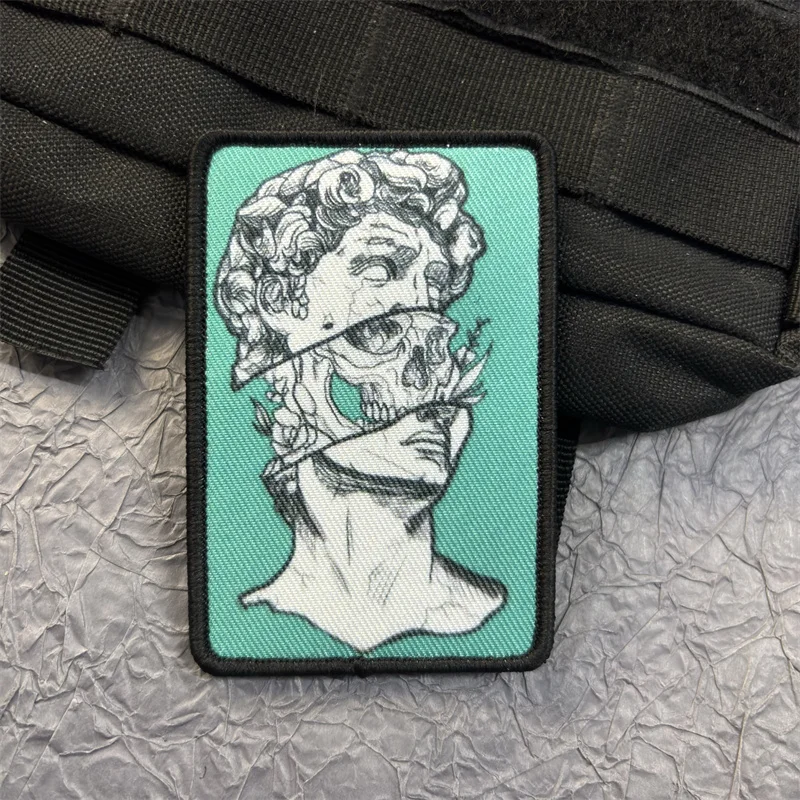 Parche impreso de Estatua de David en equipo de ropa, insignia de moral DIY, parches tácticos militares con gancho y bucle, pegatina para mochila