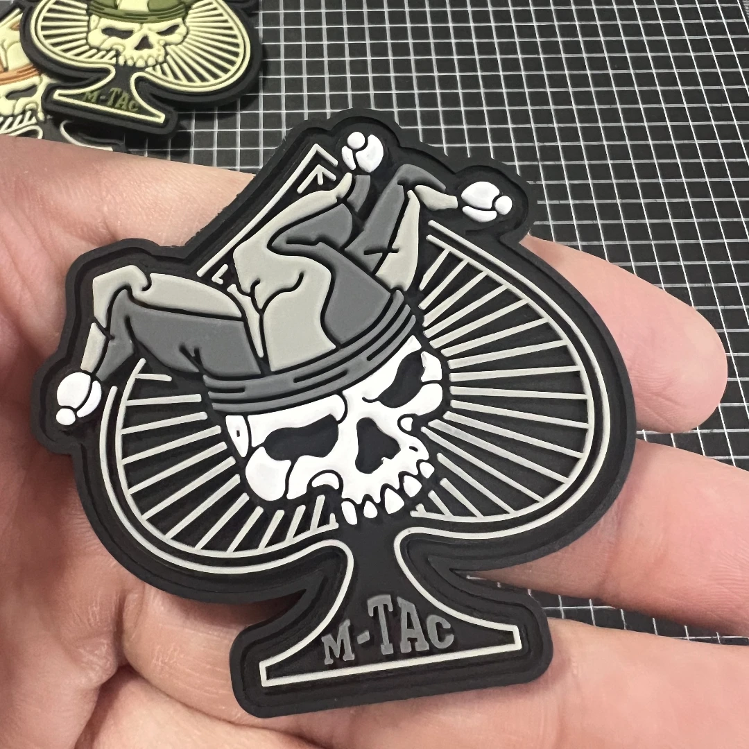 ACE OF SPADES parches de PVC con gancho y bucle para ropa, insignia de moral de Calavera, brazalete táctico, pegatina de decoración de mochila - imagen 3