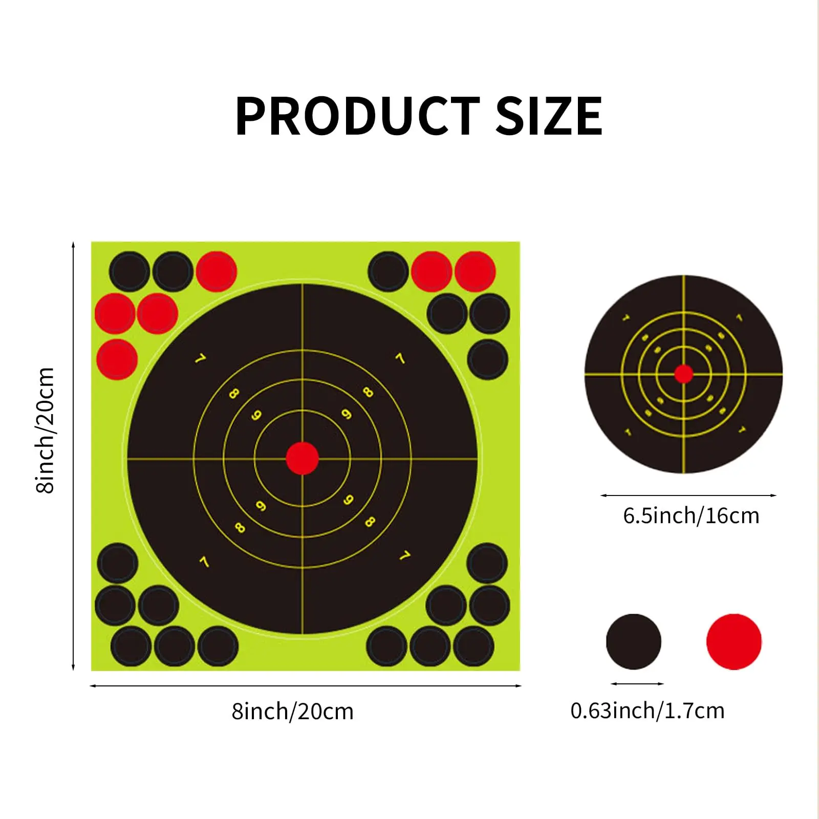 Alvo de tiro contra salpicaduras FF de 8x8 pulgadas, pegatina fluorescente de ráfaga y parche, objetivo reactivo, entrenamiento de tiro y práctica de objetivo - imagen 3