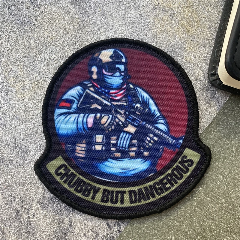 Parche estampado táctico de soldados enmascarados regordetes, insignia de moral, brazalete militar, gancho y bucle, accesorios para mochila al aire libre, pegatinas - imagen 4