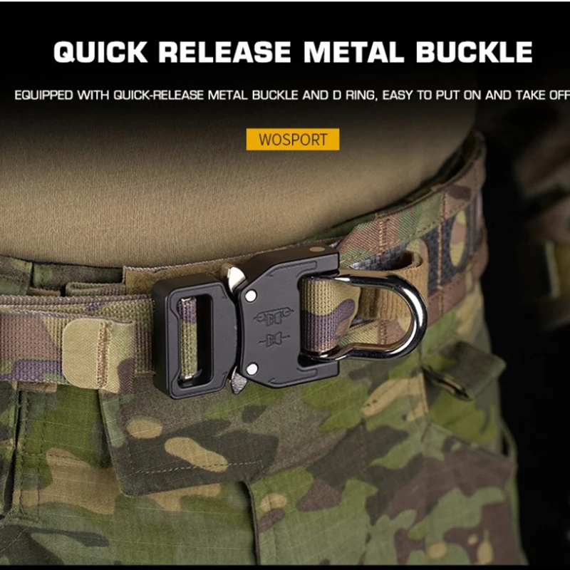 Cinturón táctico Bison de dos capas, hebilla de Metal de separación rápida, cinturón Molle ligero de perfil bajo, equipo Airsoft estilo Ferro - imagen 3