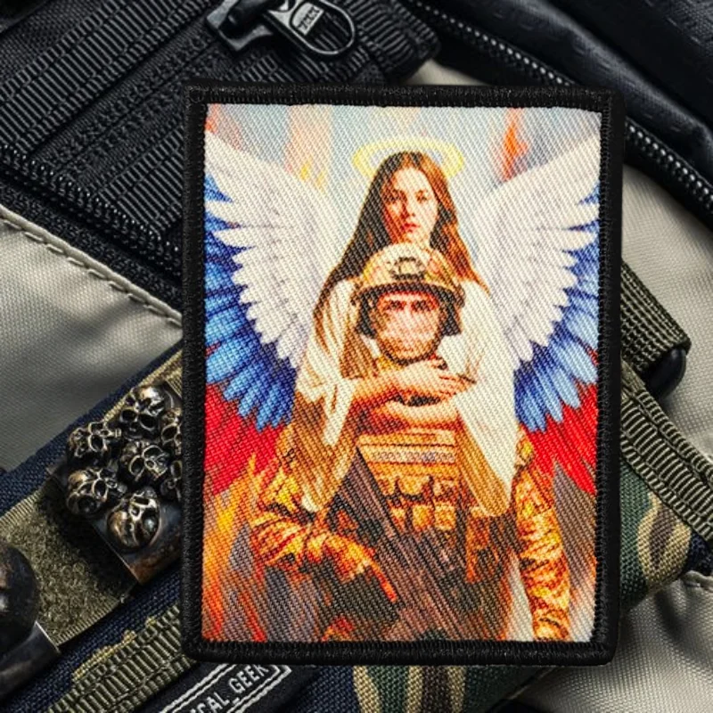 Parche estampado de ángeles para proteger los soldados, chaleco táctico, insignia de moral con gancho y bucle, pegatinas para mochila, parches para brazalete para ropa