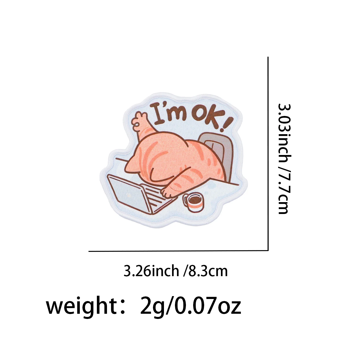 Estoy OK, parche para planchar, parche para ropa, bonito parche bordado de gato de oficina, accesorios de ropa, pegatinas de costura - imagen 2