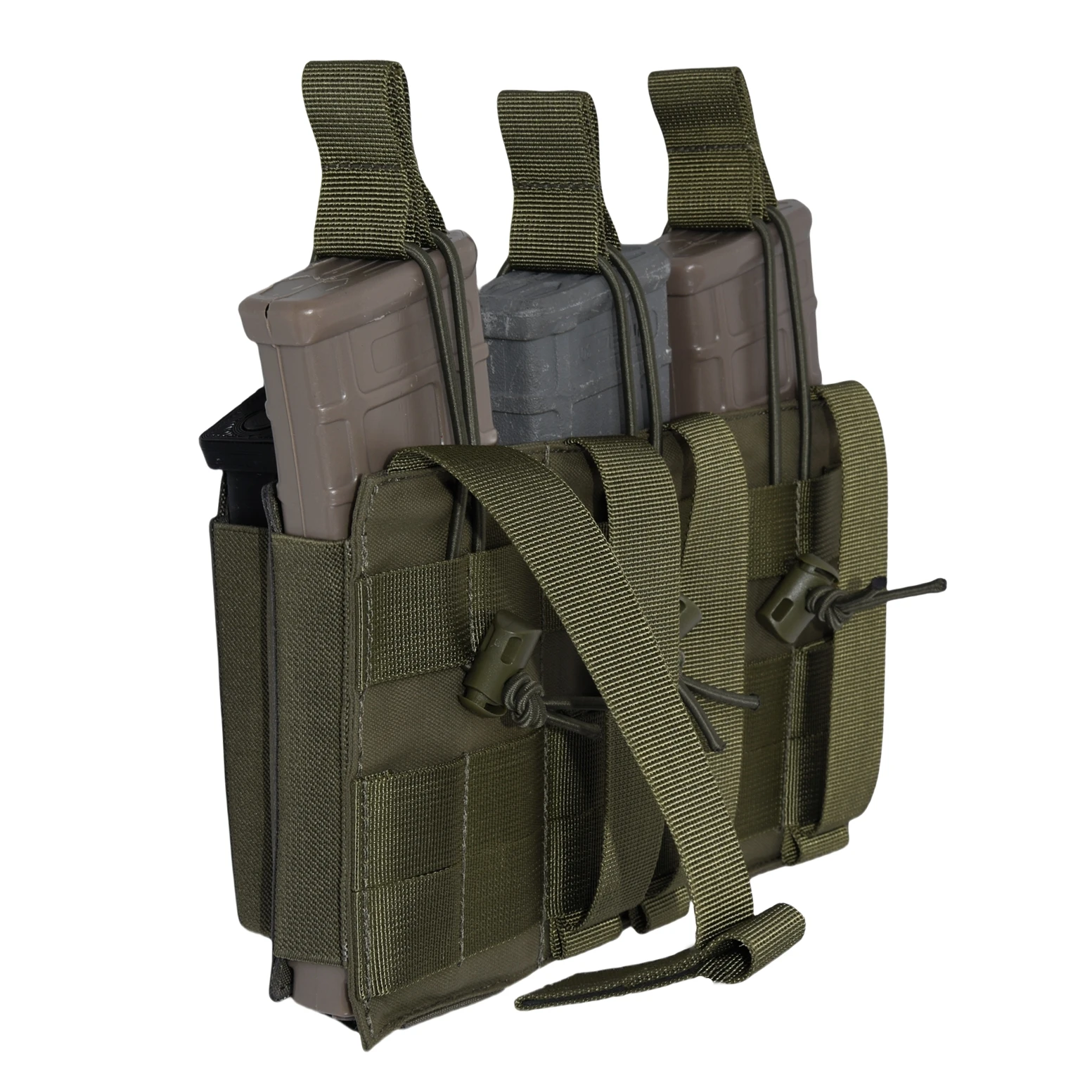 Molle Triple revista bolsa titular abierto superior Triple Rifle pistola Mag Carrier riñonera funda táctica LSR 9mm 556 - imagen 3