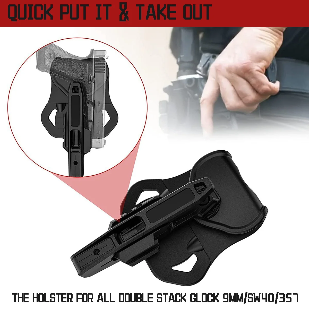 Pistolera táctica de competición para todas las pistolas de doble pila G1ock 9mm/SW40/357, fundas ocultas izquierda y derecha con rieles integrados - imagen 4
