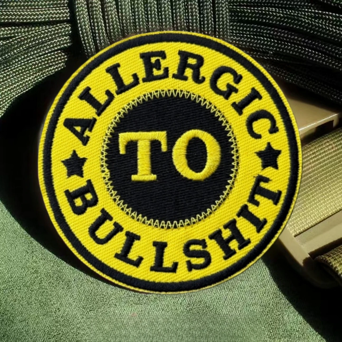 Parche militar táctico con apliques personalizados de moral bordado alérgico a Mierda, parches con gancho para ropa, pegatina para mochila - imagen 4