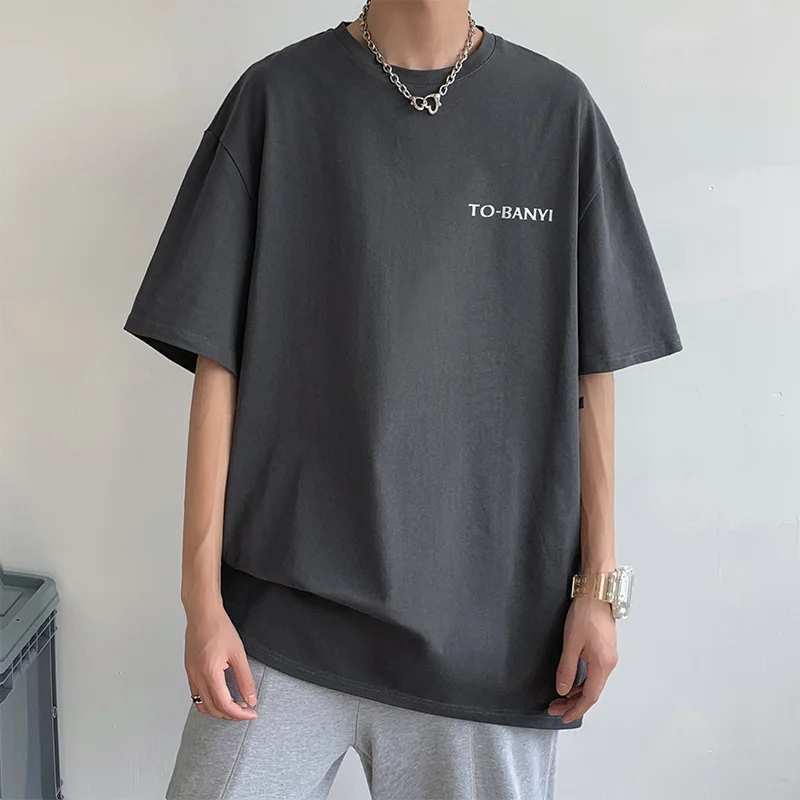 Camiseta de algodón de gran tamaño para hombre y mujer, camisetas informales de primavera, ropa de calle de Hip Hop, Tops de verano de Color sólido - imagen 3