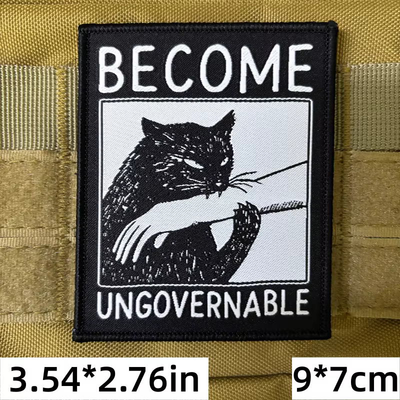 Parche táctico Velcro gato mordaz, insignia moral para mochila - imagen 3