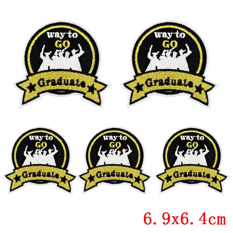 10 unids/lote 2025 parche de graduación DIY bordado hierro en parches para ropa parches termoadhesivos en uniforme de gorra de soltero - imagen 5
