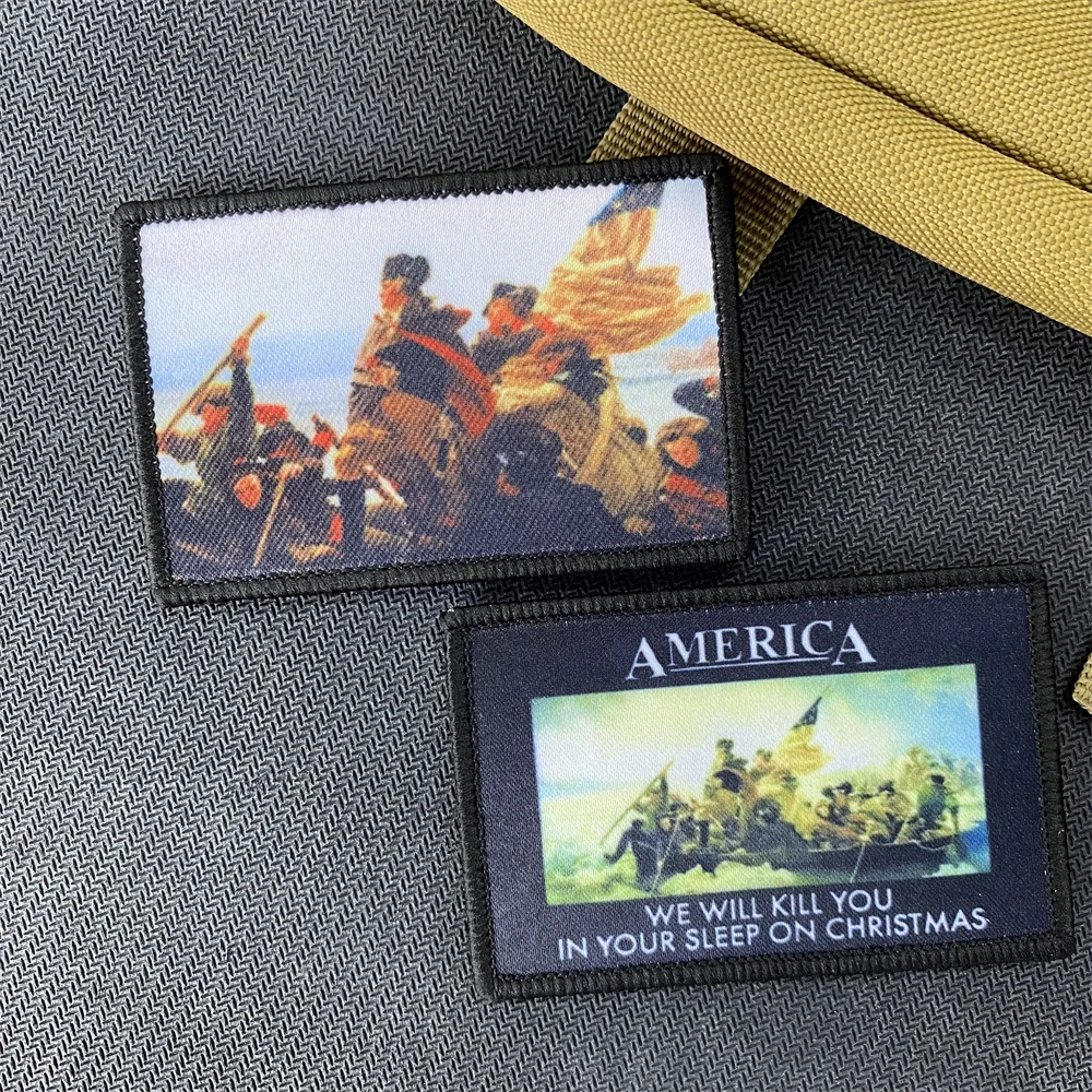 Parche militar de General George, parche militar de gancho y bucle "Stay strated or Get Clapped", insignia de moral de América, pegatina de mochila táctica - imagen 4