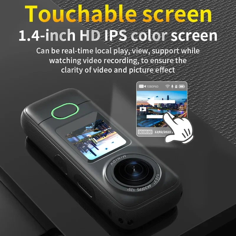 Cámara de Acción 4K HD, pantalla táctil IPS de 1,4 pulgadas, antivibración, impermeable, para deportes al aire libre, para casco de motocicleta - imagen 5