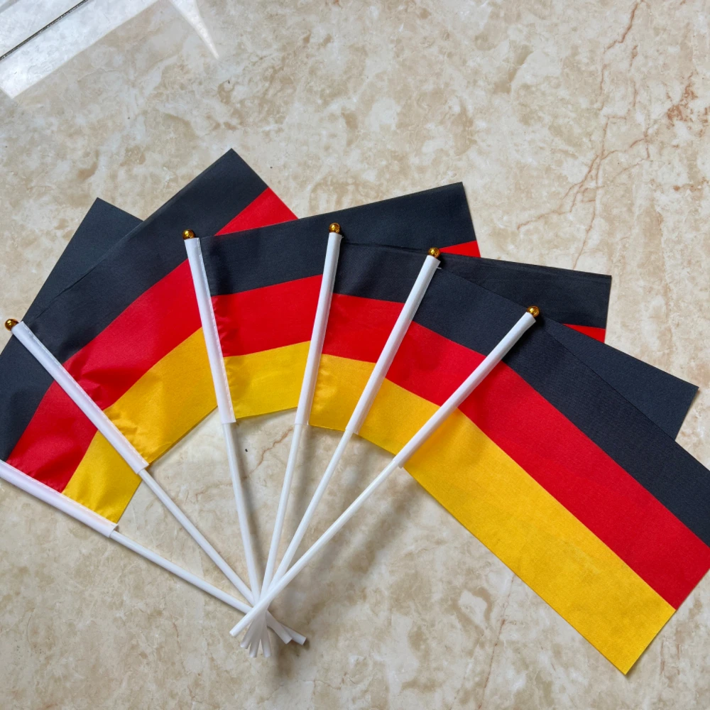 Bandera de Alemania de 14x21cm, Bandera de Copa Europea GER, país alemán, sostiene una pequeña bandera