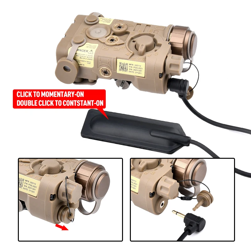 WADSN-mira láser de punto rojo y verde, puntero de luz IR, táctico, Airsoft, arma de caza, linterna, riel Fit20mm, versión L3 NGAL - imagen 3