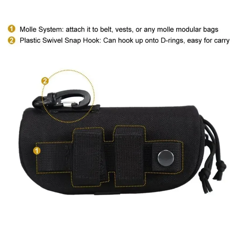 Estuche para gafas de seguridad, bolsa para gafas MOLLE, soporte para gafas de sol portátil a prueba de golpes con Clip, accesorios Molle de nailon 1000D duraderos - imagen 5