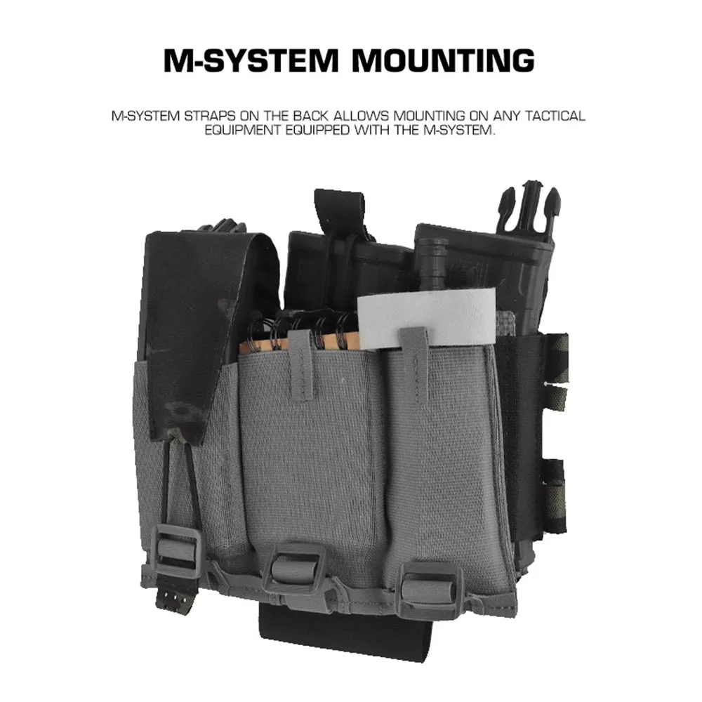 Panel de bolsa táctica elástica Triple Mag, montaje MOLLE multiusos, chaleco de caza, portador de placa, bolsa para revistas, accesorios para ampliar - imagen 4