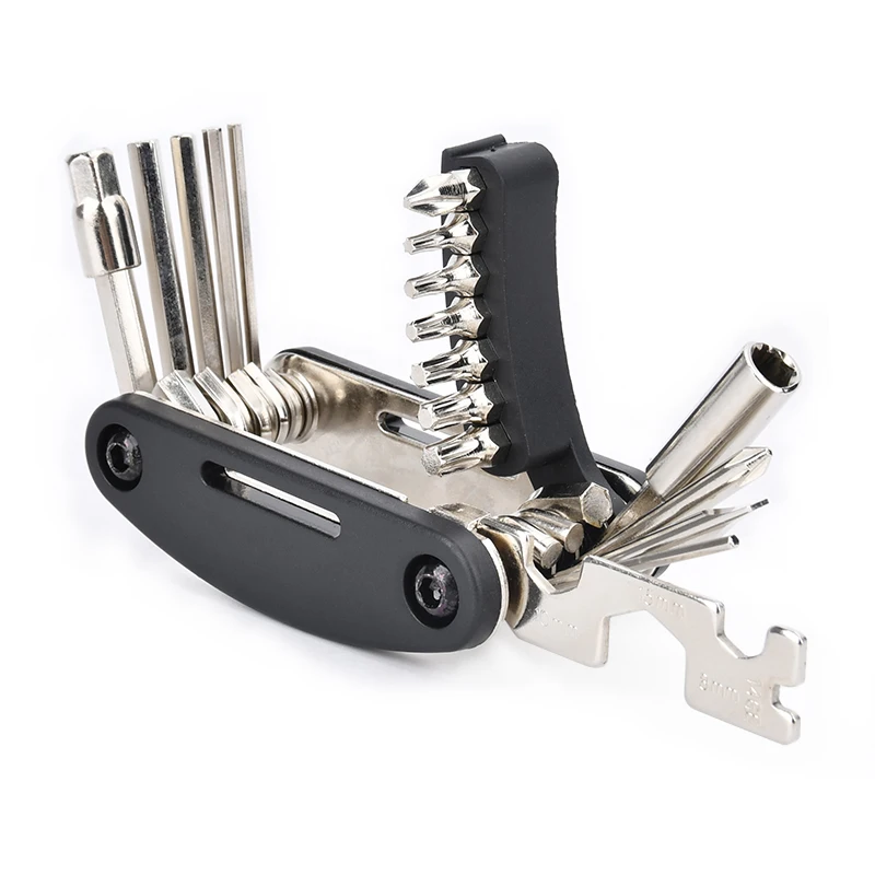 Kit de herramientas de reparación multifuncional 21 en 1 para bicicleta/PEQ/linterna-teclas hexagonales/destornilladores/llave herramienta plegable portátil para exteriores - imagen 2