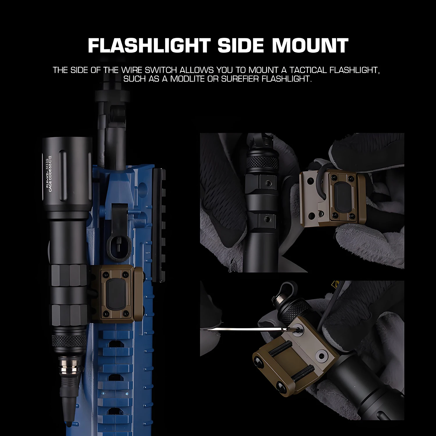 Interruptor con cable lateral de Metal UN para grúa de luz láser PEQ, conectores SF de 2,5mm, linterna de montaje lateral, Compatible con riel Picatinny - imagen 2