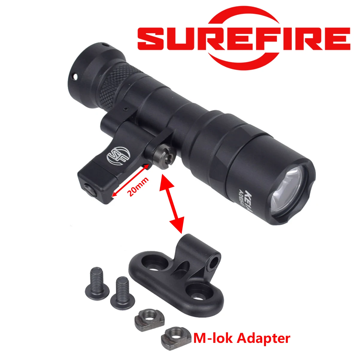 SureFire M340C M640DF M340V M640V Airsoft armas explorador linterna luz LED para montaje en riel de 20mm adaptador de riel M-lok