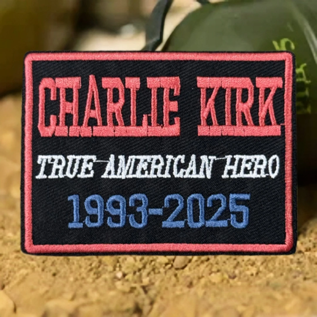 Parches de gancho y bucle bordados de héroe americano "Charlie Kirk" para ropa insignia de moral táctica pegatina para mochila del ejército militar