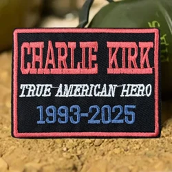 Parche táctico bordado Charlie Kirk – Velcro para mochila militar