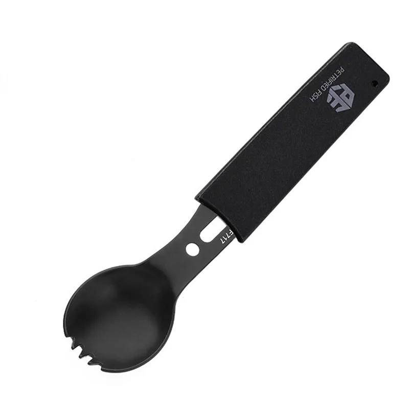 Juego de cuchillos y tenedor cuchara 5 en 1 para exteriores, silbato, herramienta de supervivencia para acampar, caza, senderismo, mochilero, utensilio multifuncional de supervivencia EDC - imagen 2