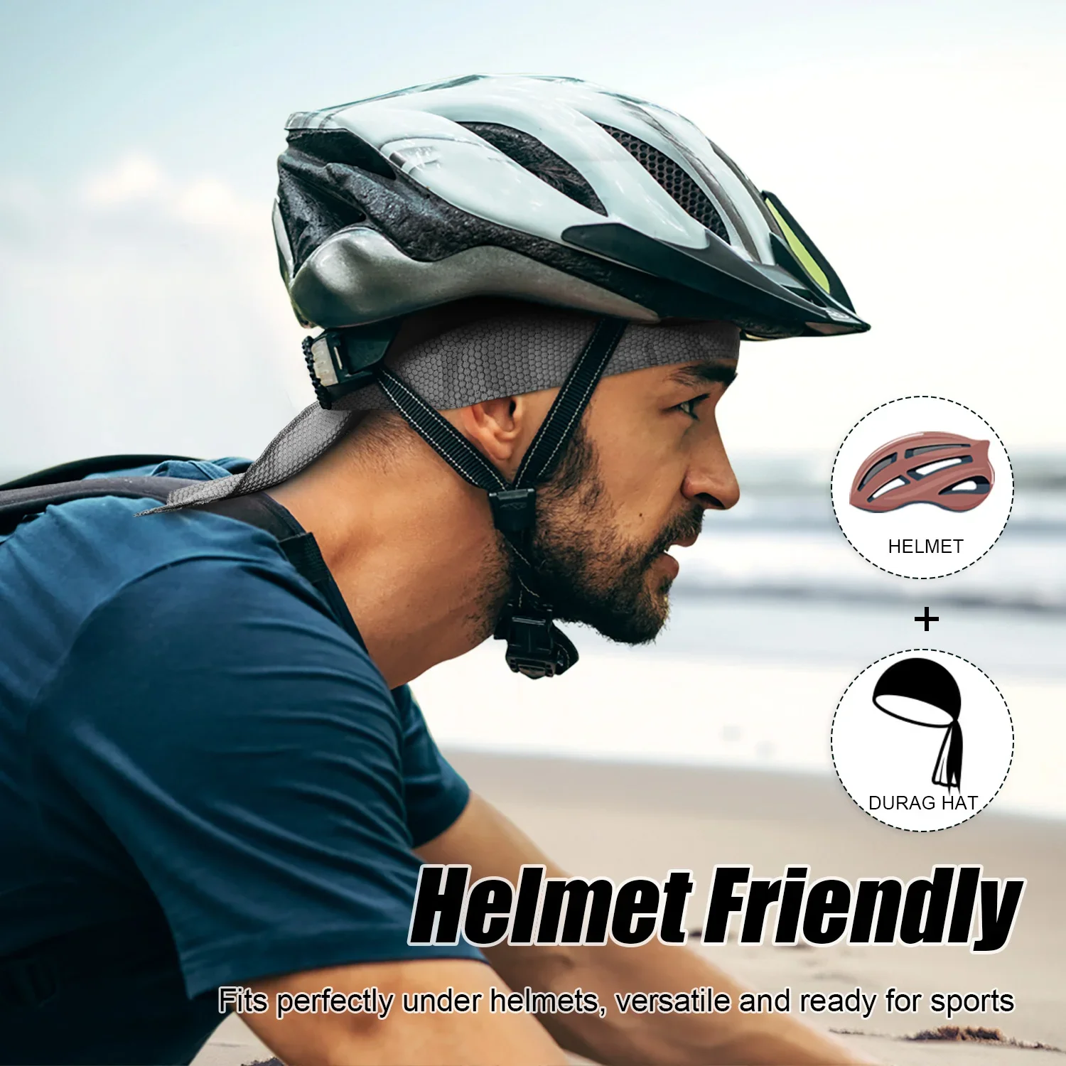 Gorro de ciclismo transpirable para hombre y mujer, forro de casco, bufanda de cabeza, refrigeración, absorción del sudor, gorra deportiva para montar en bicicleta al aire libre - imagen 3
