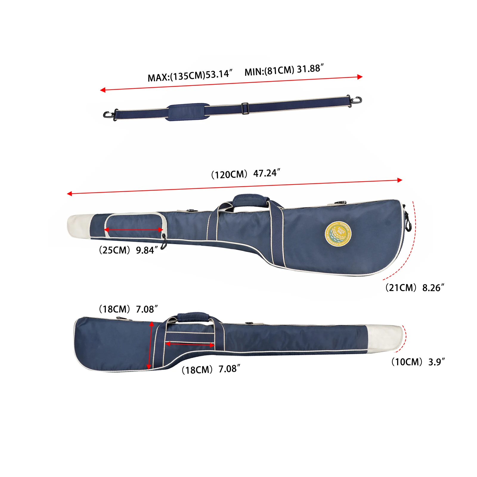 Tourbon Bolsa de transporte para palos de golf de nailon liviana Bolsa de domingo al aire libre Bolsa de viaje pequeña - Transporte sin esfuerzo Repelente al agua Durable - imagen 2