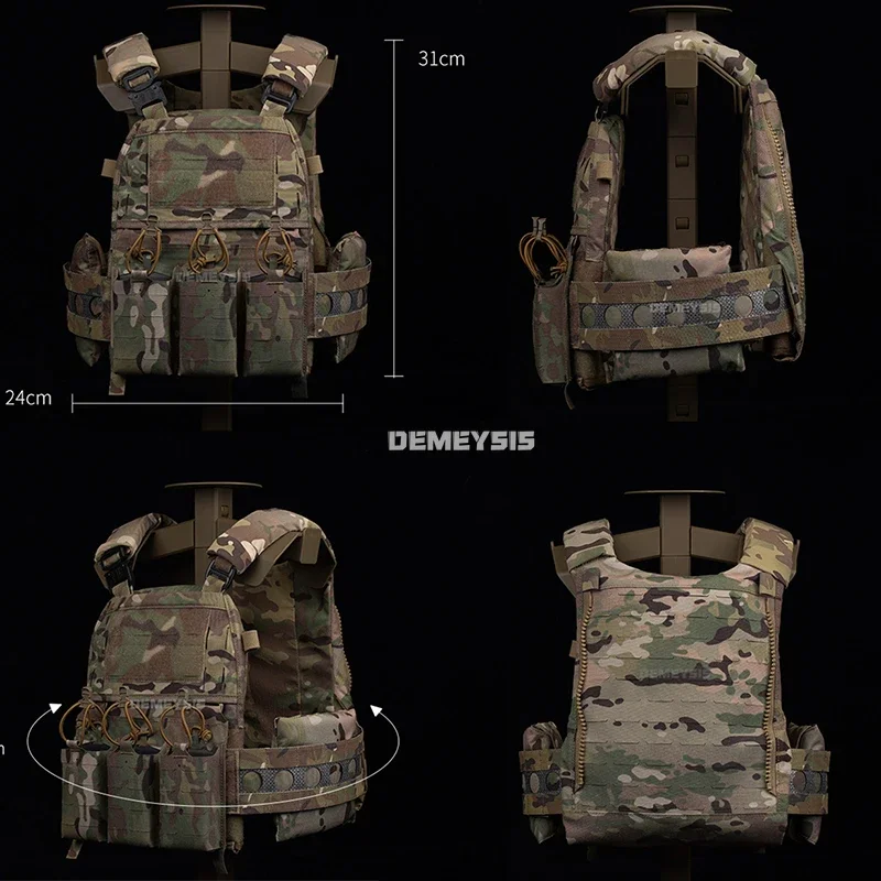Chaleco táctico Airsoft, portador de placa, sistema MOLLE Modular de entrenamiento militar con bolsa Triple para revistas, chalecos de caza - imagen 3