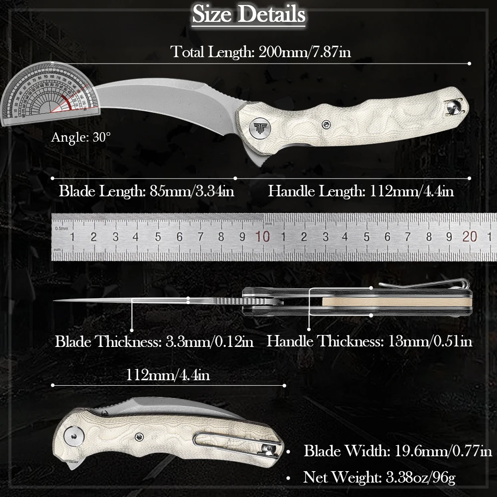 Cuchillo táctico plegable TRIVISA Lacerta EDC 14C28N