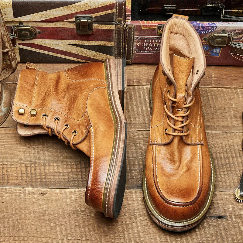 KOWM zapatos de senderismo de cuero de vaca para hombre, botas para caminar, zapatos Goodyear, zapatos casuales a la moda, zapatos de tobillo para caminar, zapatillas de trekking al aire libre - imagen 3