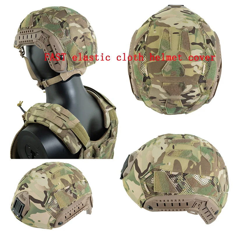 Casco táctico rápido, tela para casco de camuflaje, equipo para exteriores, cubierta para casco de tela elástica de camuflaje