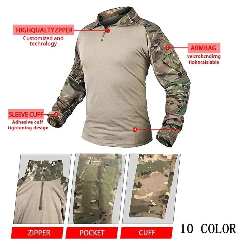 Camisas militares Multicam para hombre, camisa de combate, camisa táctica resistente al desgaste, manga larga, Paintball, Camping, caza, ropa para hombre - imagen 4