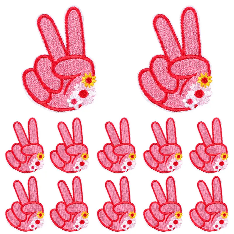 Parches bordados para planchar en la ropa, pegatinas para coser en el coche, dibujos animados, flores, mariposas, arcoíris, 10 unids/lote - imagen 5