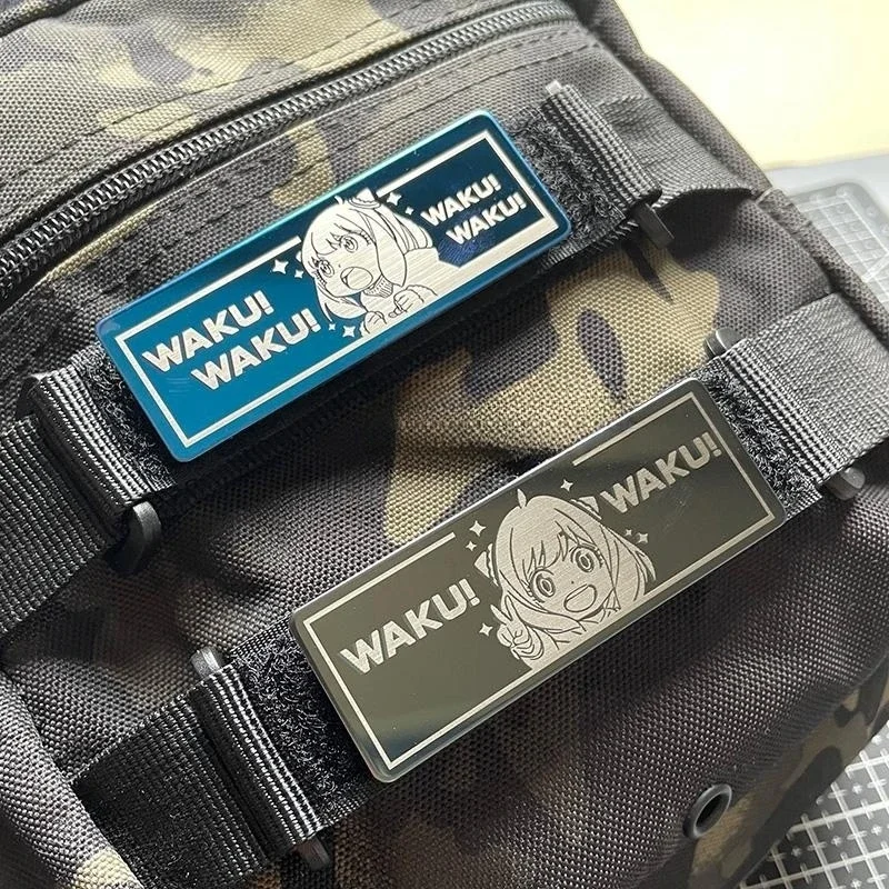 Parches de Metal de Anime para ropa, dibujos animados, chica, Waku, insignias de moral táctica, gancho y bucle, pegatina de decoración de mochila - imagen 2