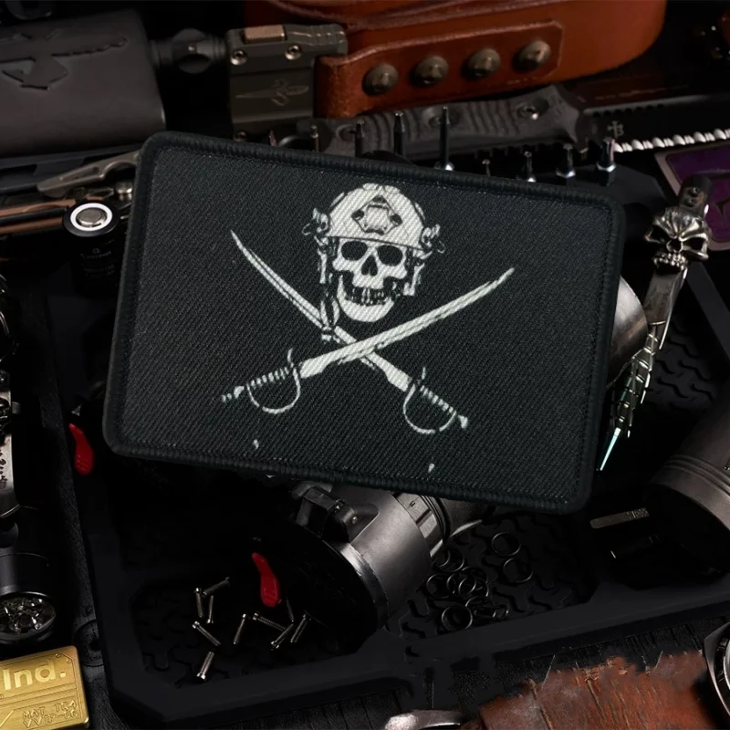 Parche táctico de esqueleto de Reaper, parches de gancho y bucle con estampado de calavera de Roger para ropa, insignia de moral militar, brazalete, pegatinas para mochila - imagen 5