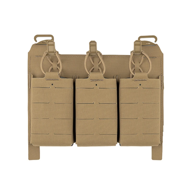 Chaleco táctico Molle con panel frontal, bolsa plana, bolsa triple para revistas, corte láser multicolor