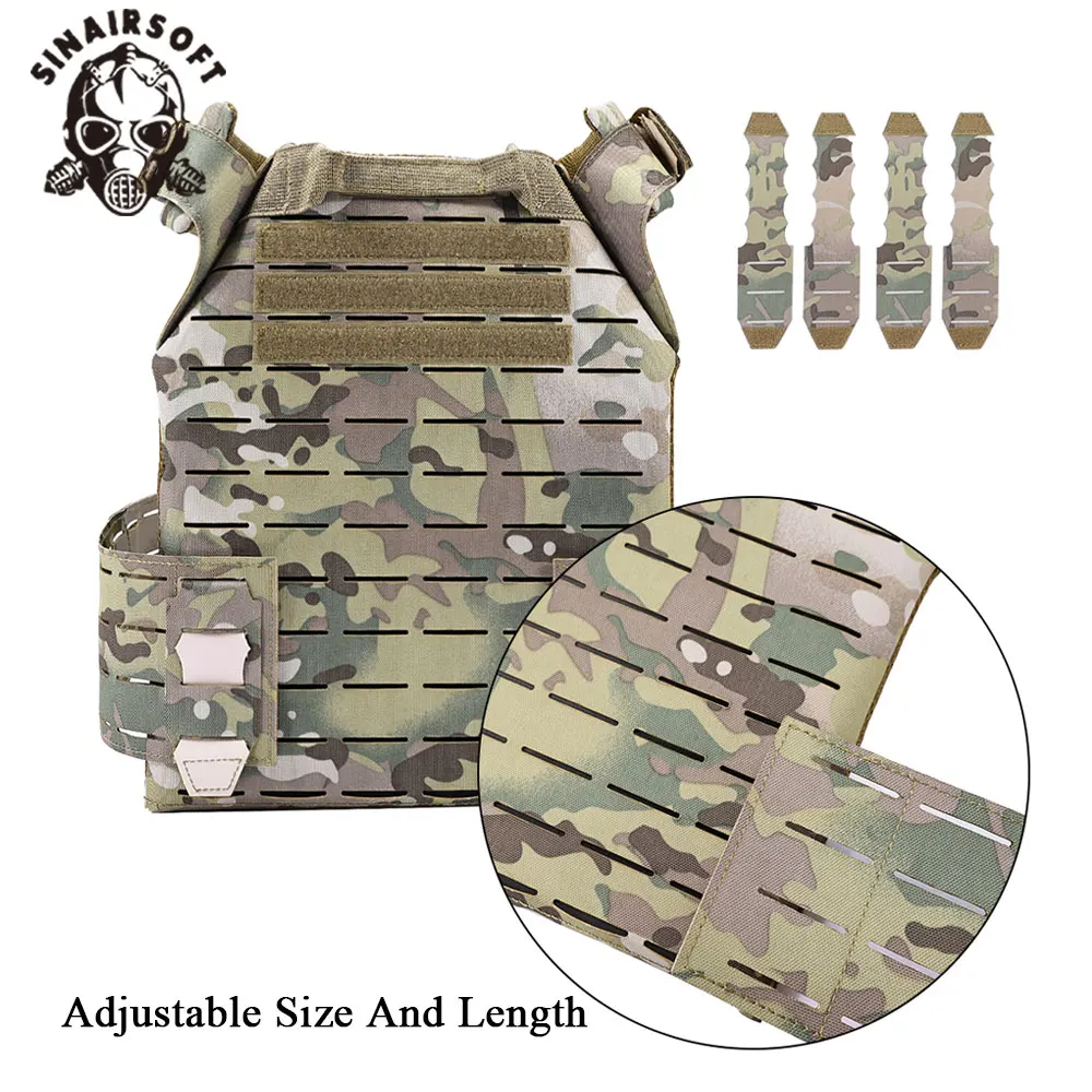 SINAIRSOFT Chaleco táctico de nailon con corte láser con liberación rápida, soporte de placa multicamuflaje Molle de seguridad, chalecos de caza - imagen 4