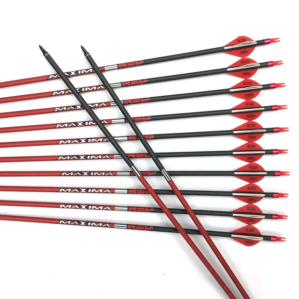 Tiro con arco 1k 6/12 Uds eje de flecha de carbono 32 pulgadas columna vertebral 400 flechas arco tiro con arco caza - imagen 2