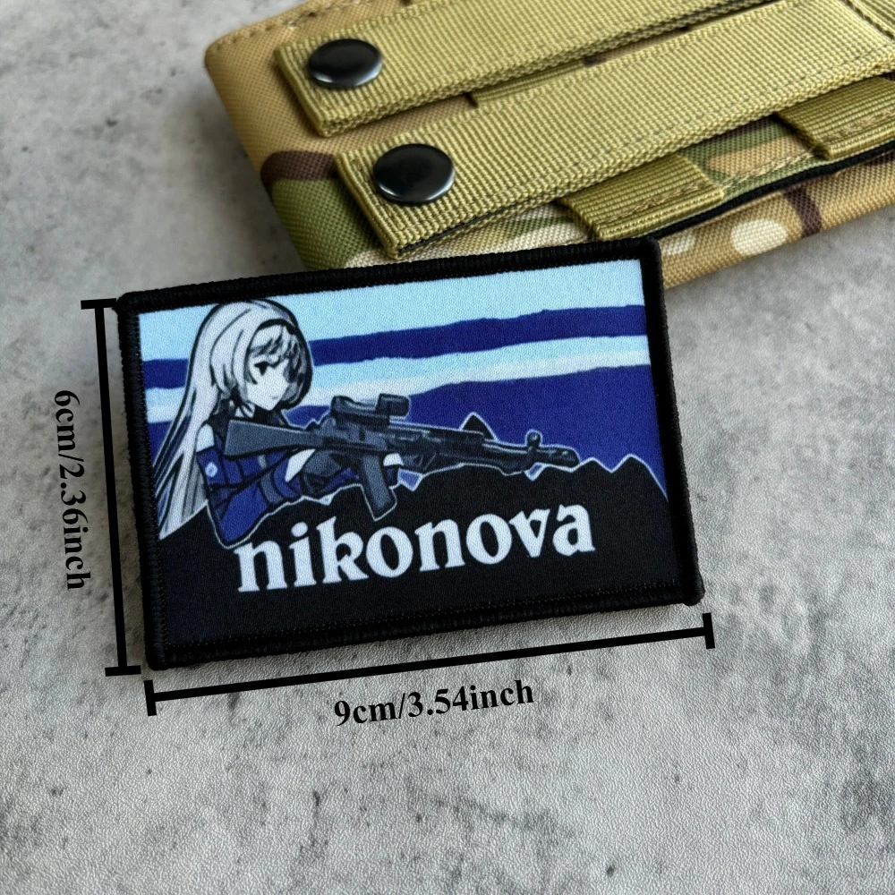 Parche táctico Kalashnikova Gun Girl, parches de gancho y bucle de Chica de Anime, brazalete moral, insignia de moral del ejército militar, pegatina para mochila - imagen 3