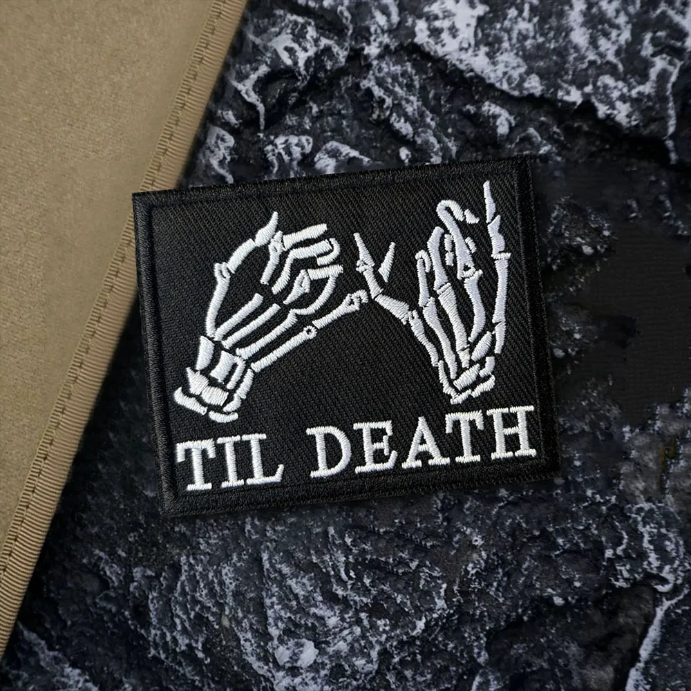 Parche táctico bordado TIL DEATH con velcro – Insignia militar para mochila - imagen 3