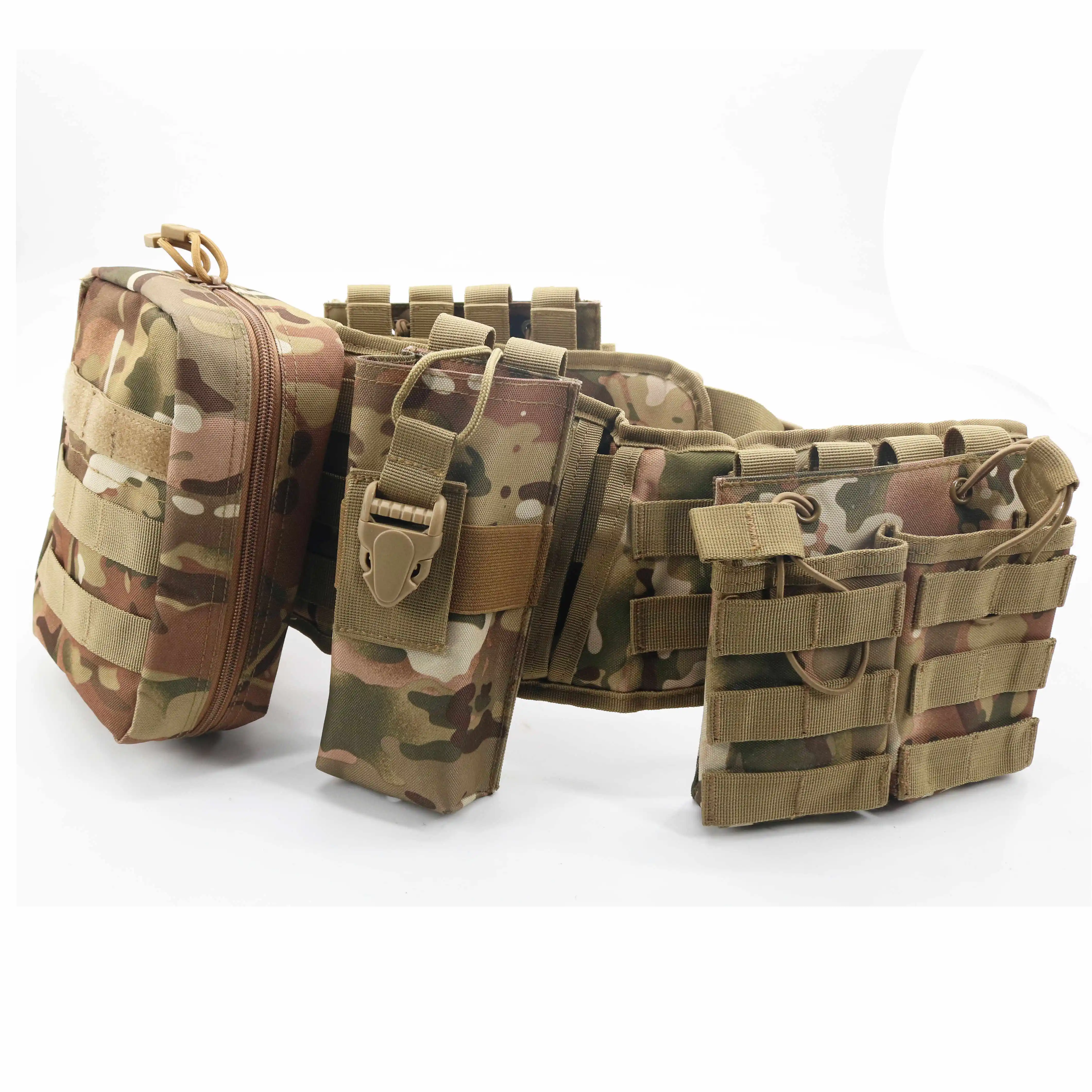 AQzxdc-Conjunto de cinturón táctico de camuflaje para cintura al aire libre, bolsa de accesorios de cinturón Molle multifuncional para adiestramiento al aire libre - imagen 2