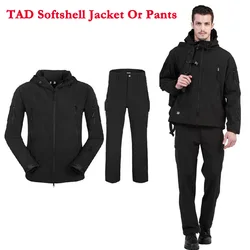Traje táctico de camuflaje TAD Softshell de piel de tiburón para hombre, ropa de caza al aire libre, chaqueta y pantalones deportivos para acampar y senderismo