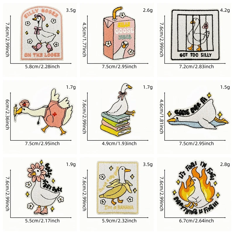 10 Uds. Parche bordado de ganso de estilo humorístico parche de ganso de dibujos animados parches de hierro para ropa parches termoadhesivos sombreros coser DIY - imagen 2