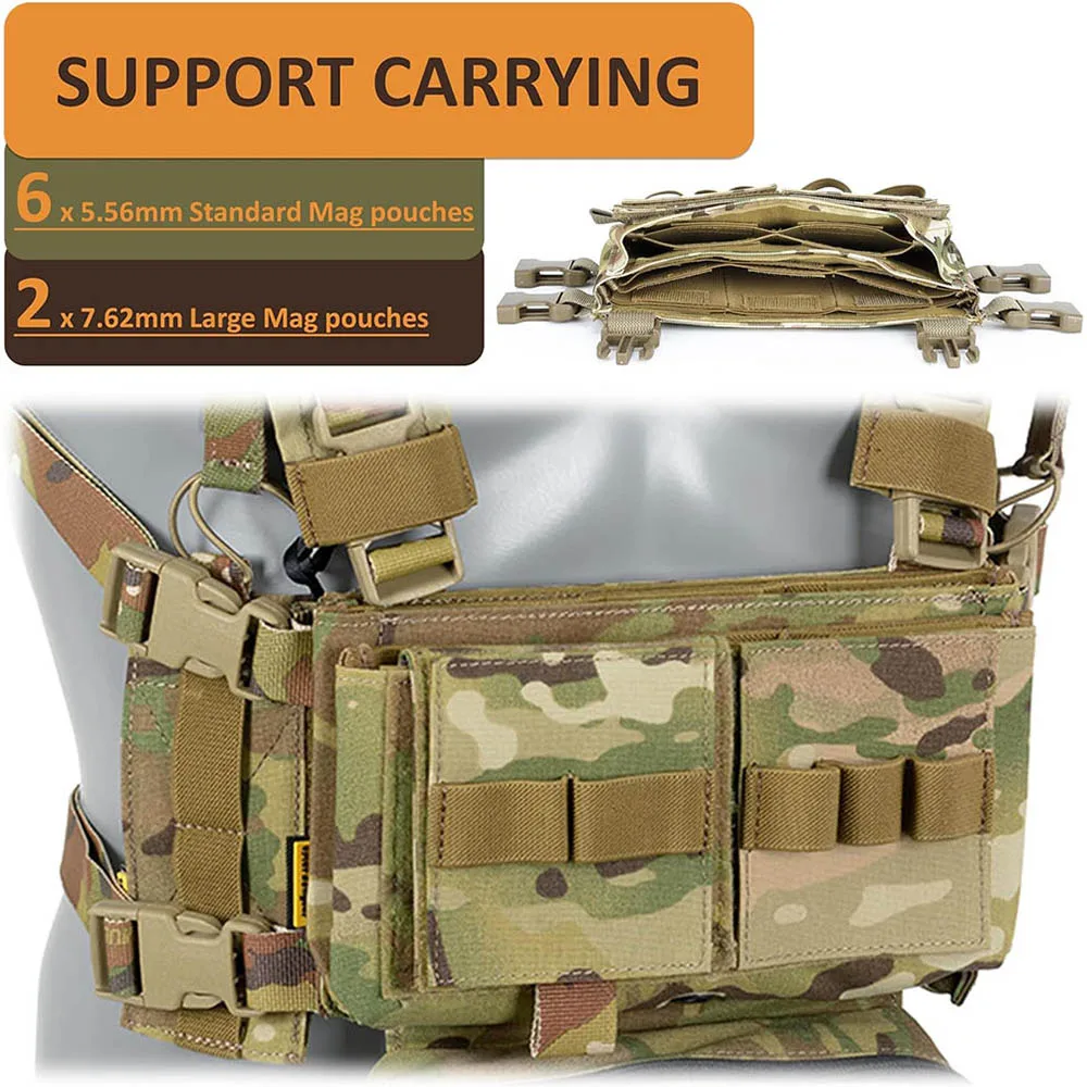Chaleco táctico al aire libre con plataforma de pecho de liberación rápida multibolsillo MOLLE multifuncional para senderismo Camping entrenamiento militar - imagen 4
