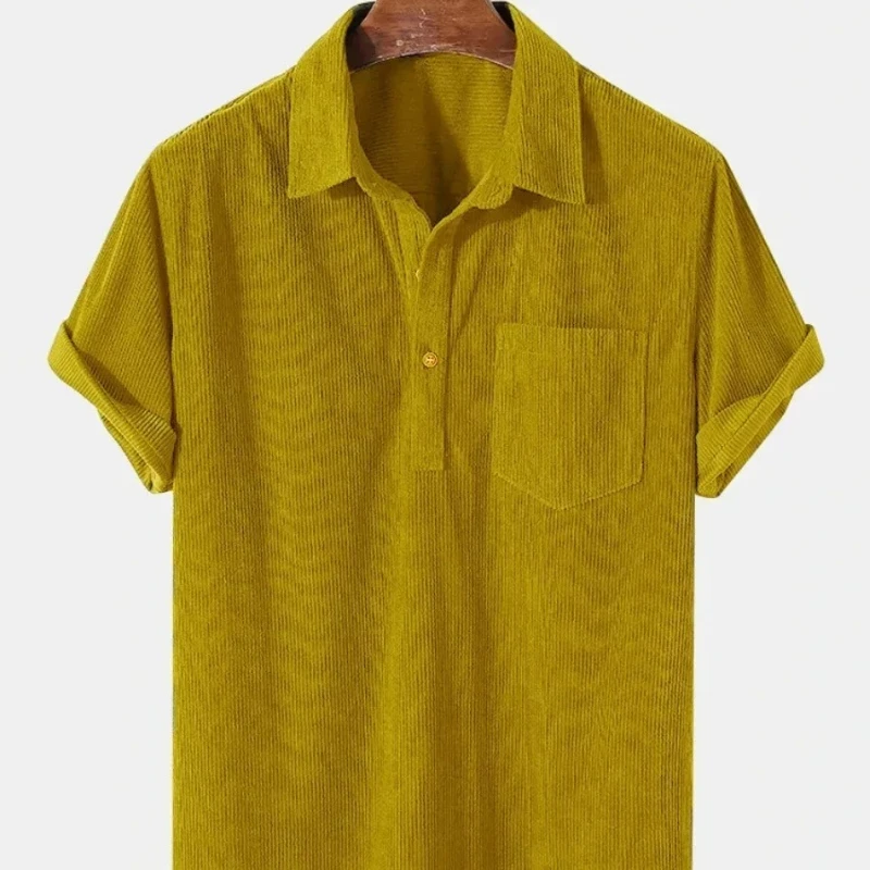 Camisa de pana hombre manga corta retro casual urbano holgada - imagen 5
