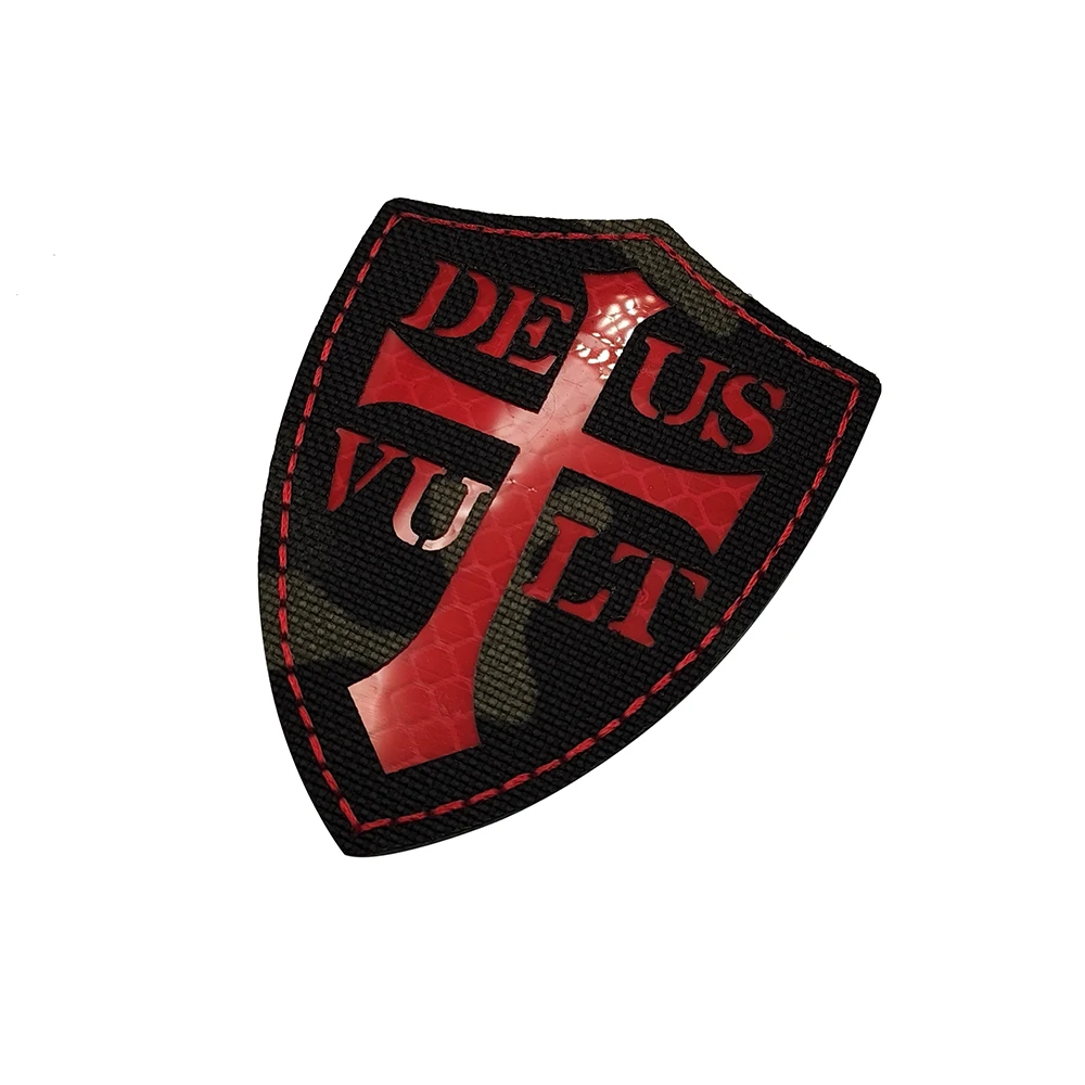 Reflectante bordado TEMPLI SIGNUM MILITI Caballeros Templarios emblema táctico Chevron parches pegatina tira insignias para ropa - imagen 5