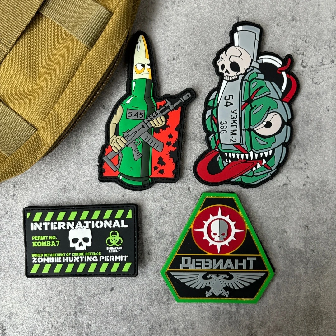 Parche táctico de soldado Bulle, parche de gancho y bucle de PVC con águila guardián, brazalete de calavera, insignia de moral del ejército militar, pegatinas para mochila